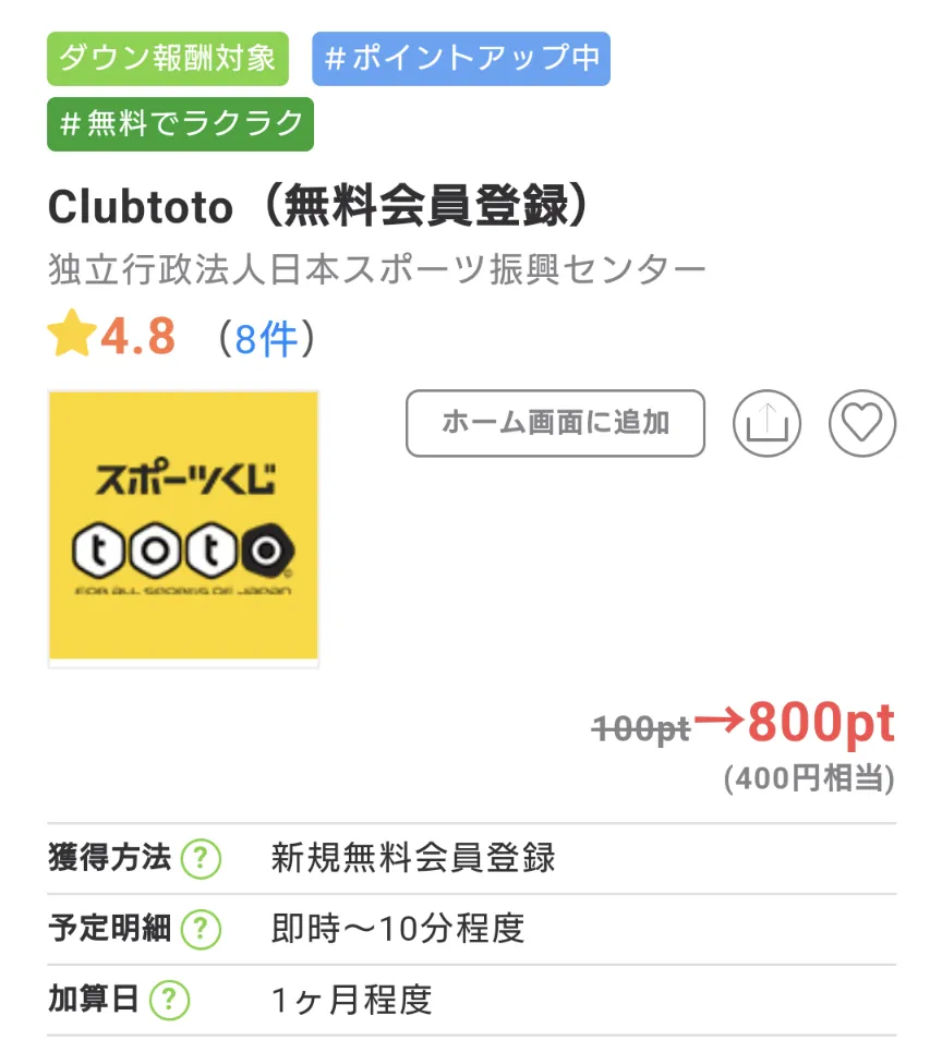 ちょびリッチ広告案件
Club toto