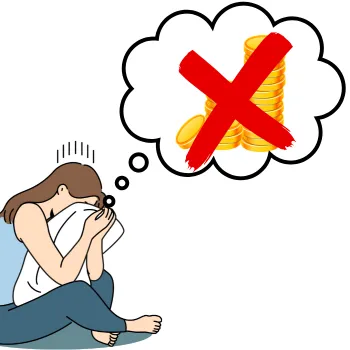 ポイントサイトのポイントの失効期限が来て落ち込む女性のイラスト
