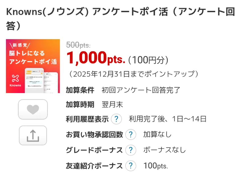 ECナビは他のポイントサイトには掲載されていない独占案件がある（例：「Knowns」）